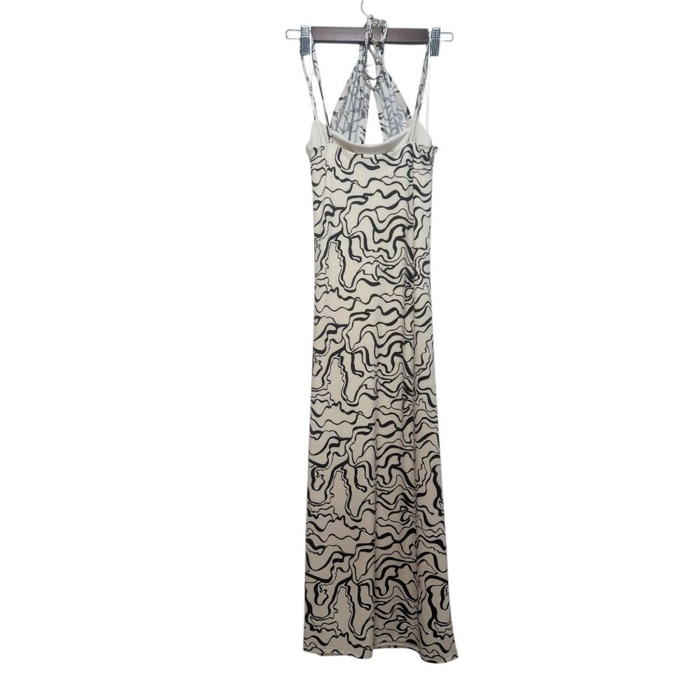 Abercrombie Halter Y2K Psychedelic Midi Dress Large Bodycon Retro Classic Stretc - Picture 4 of 16
